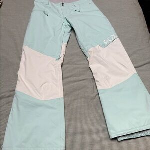 ROXY Womens L Mint and White Snow Ski and Snowboard Pants